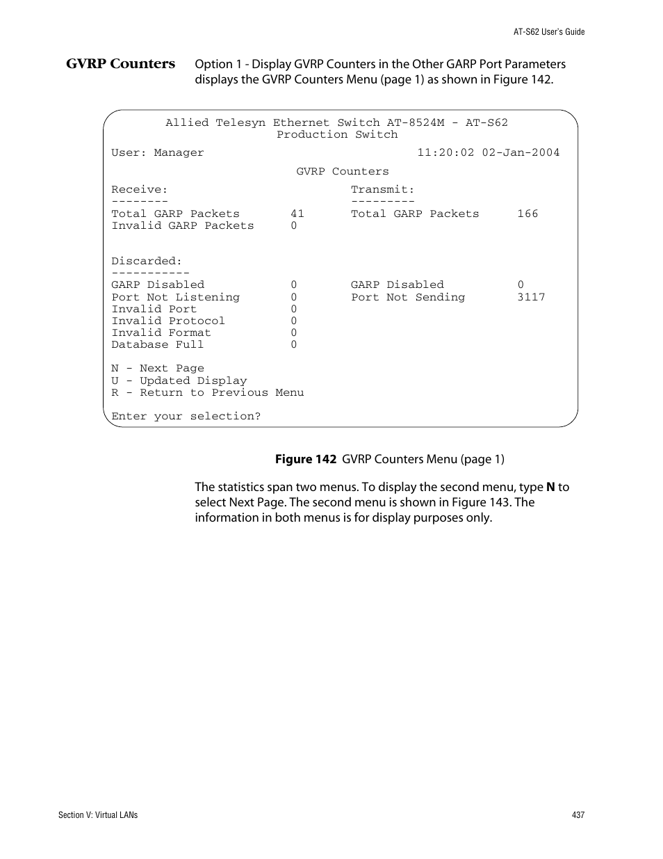 Gvrp counters | Allied Telesis AT-S62 User Manual | Page 437 / 862