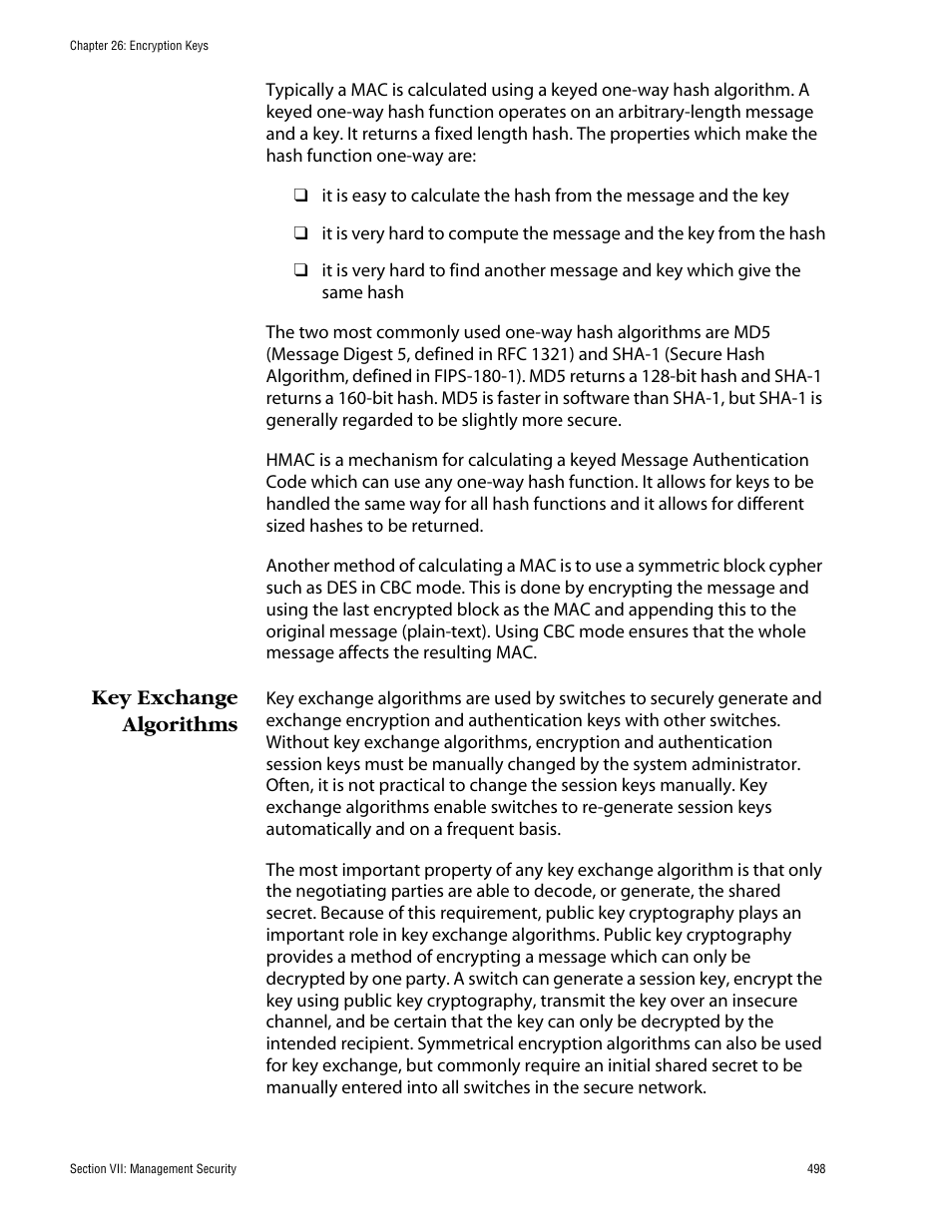 Key exchange algorithms | Allied Telesis AT-S62 User Manual | Page 498 / 862