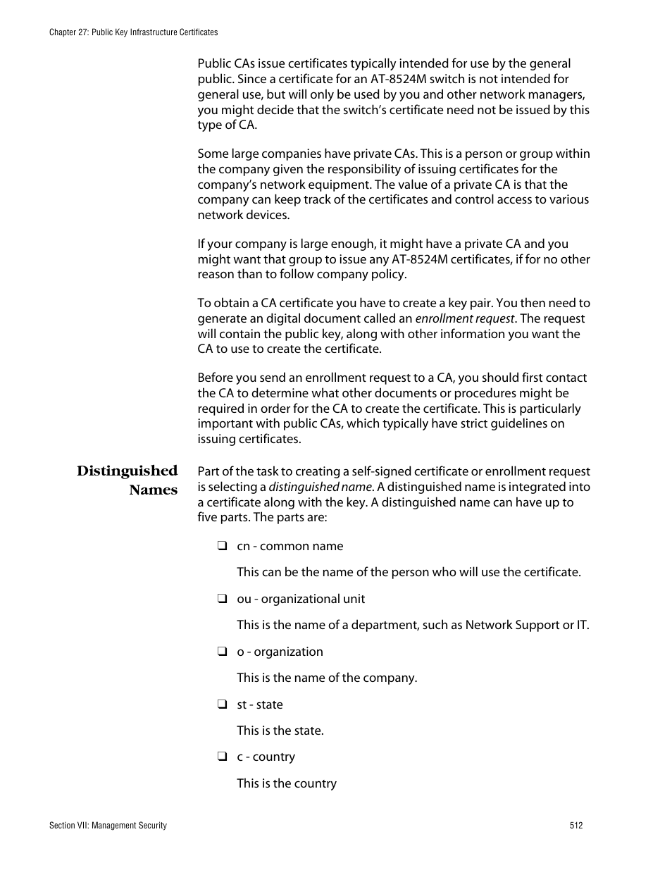 Distinguished names | Allied Telesis AT-S62 User Manual | Page 512 / 862