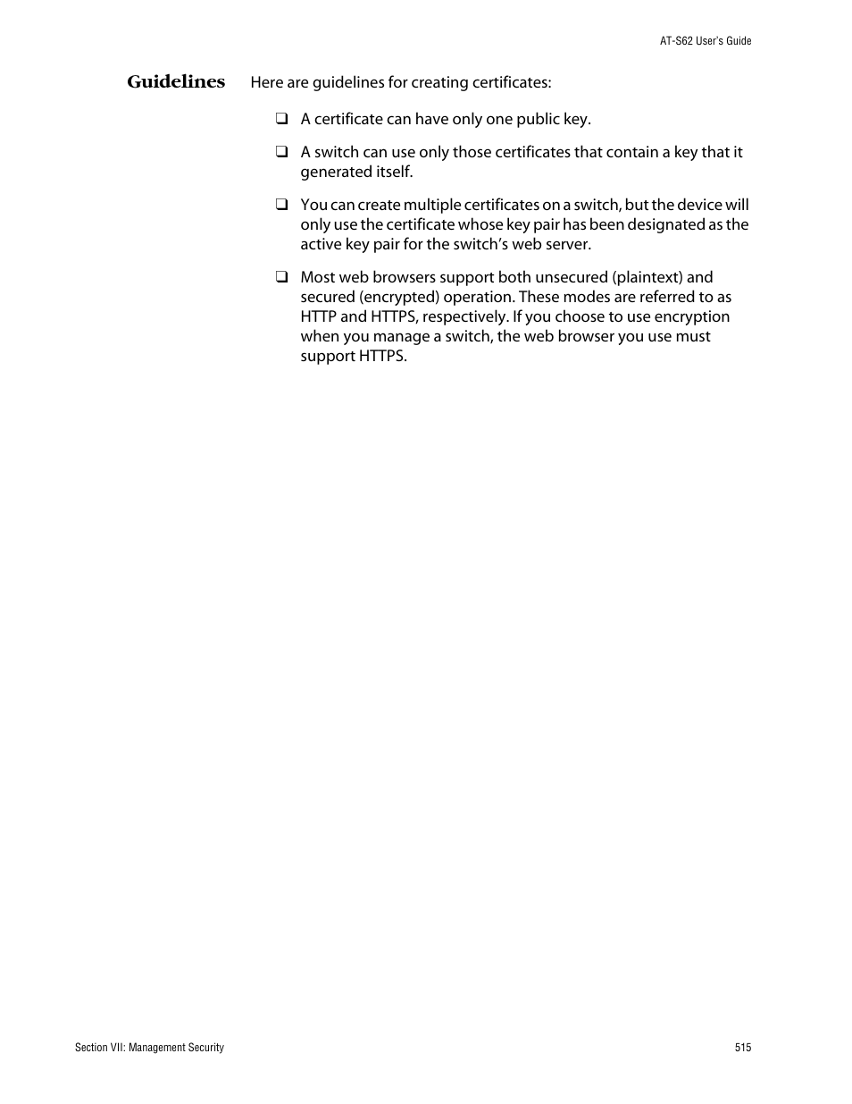 Guidelines | Allied Telesis AT-S62 User Manual | Page 515 / 862