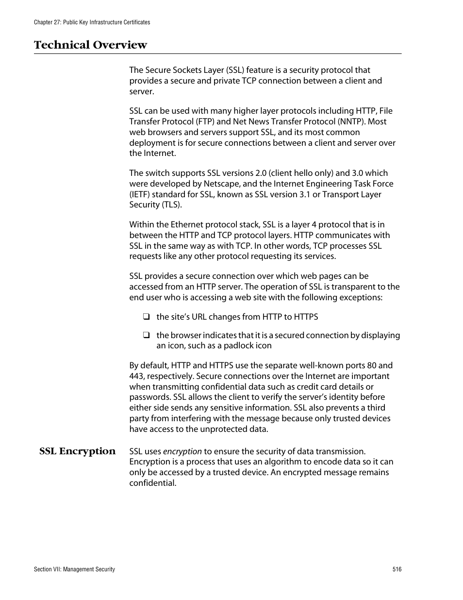 Technical overview, Ssl encryption | Allied Telesis AT-S62 User Manual | Page 516 / 862