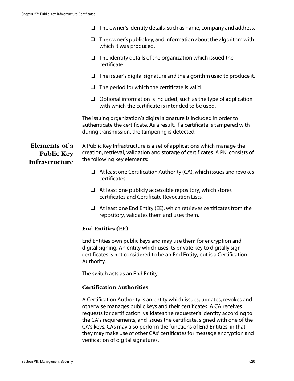 Elements of a public key infrastructure | Allied Telesis AT-S62 User Manual | Page 520 / 862