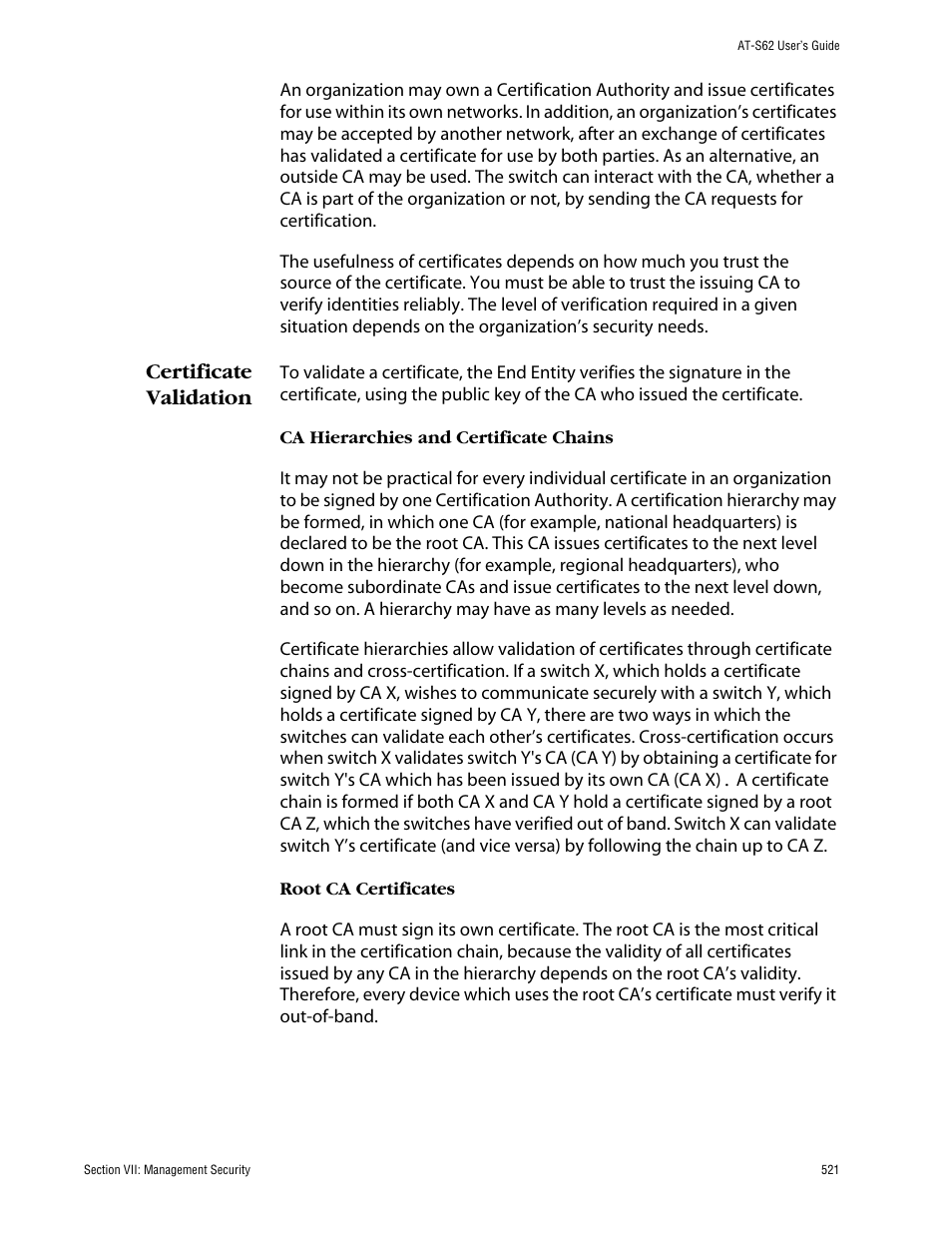 Certificate validation | Allied Telesis AT-S62 User Manual | Page 521 / 862