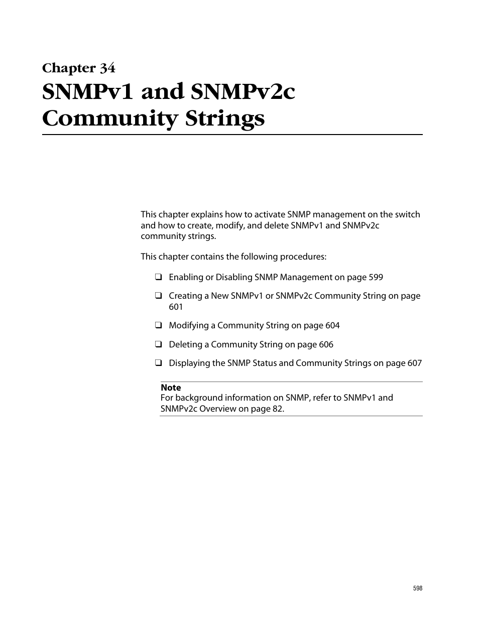Chapter 34, Snmpv1 and snmpv2c community strings, Chapter 34 snmpv1 and snmpv2c community strings | Allied Telesis AT-S62 User Manual | Page 598 / 862
