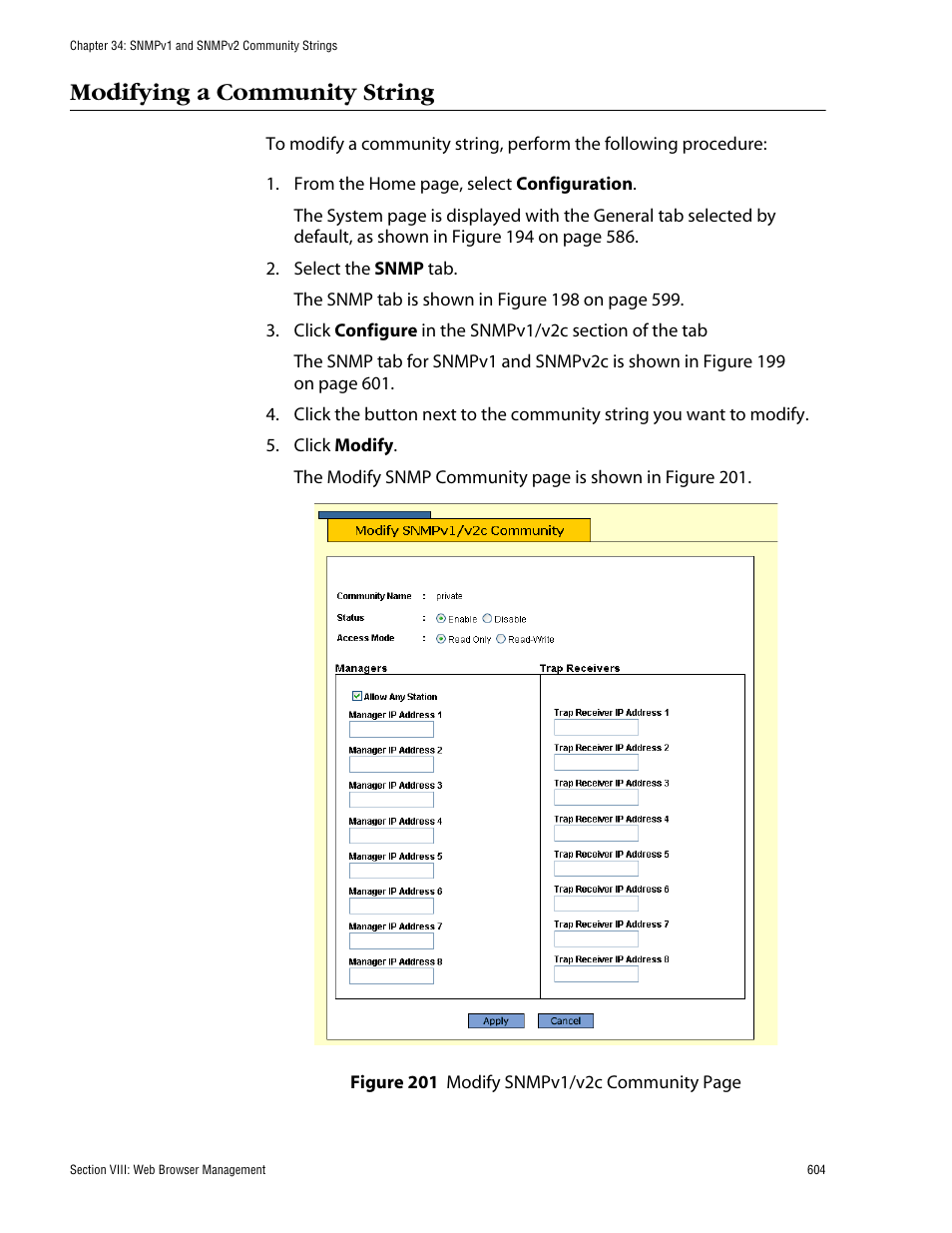Modifying a community string | Allied Telesis AT-S62 User Manual | Page 604 / 862