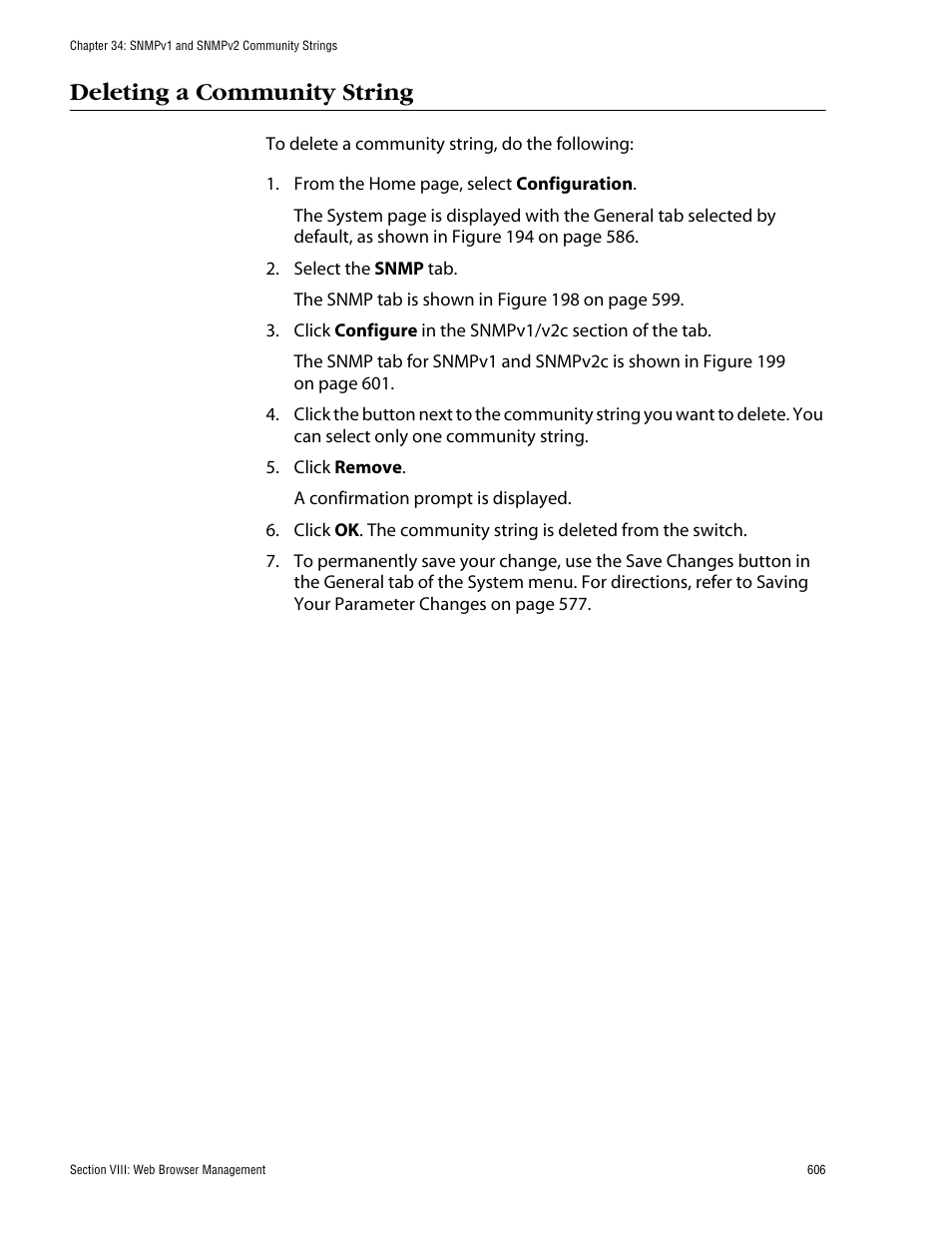 Deleting a community string | Allied Telesis AT-S62 User Manual | Page 606 / 862