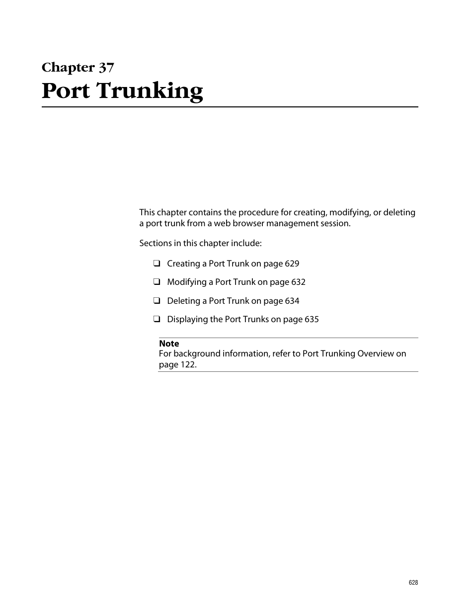 Chapter 37, Port trunking, Chapter 37 port trunking | Allied Telesis AT-S62 User Manual | Page 628 / 862