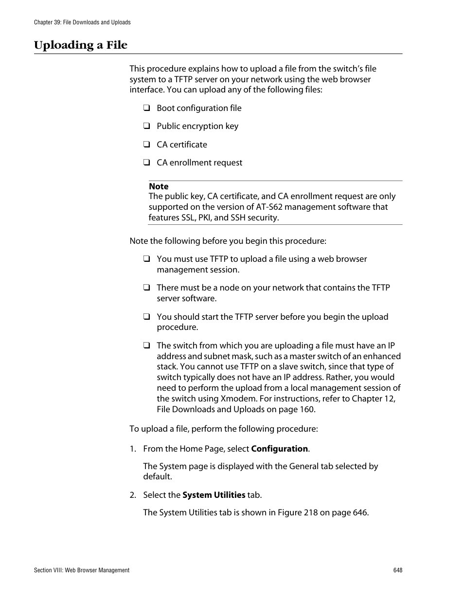 Uploading a file | Allied Telesis AT-S62 User Manual | Page 648 / 862