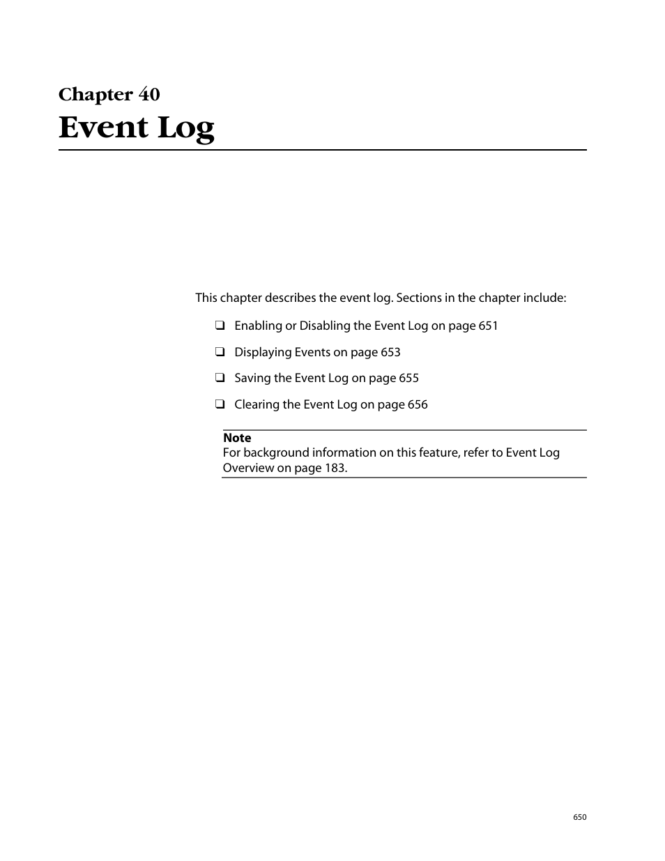 Chapter 40, Event log, Chapter 40 event log | Allied Telesis AT-S62 User Manual | Page 650 / 862