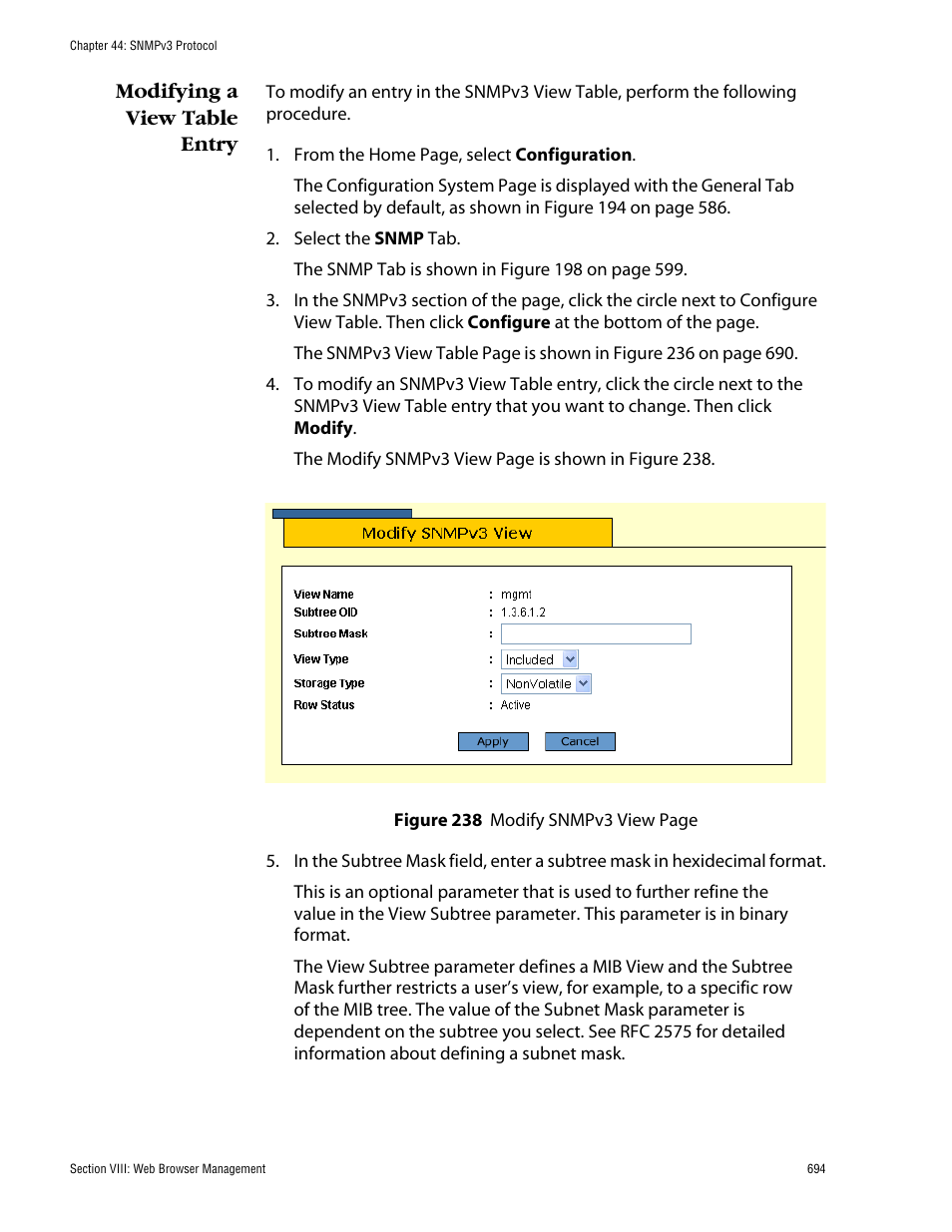 Modifying a view table entry | Allied Telesis AT-S62 User Manual | Page 694 / 862