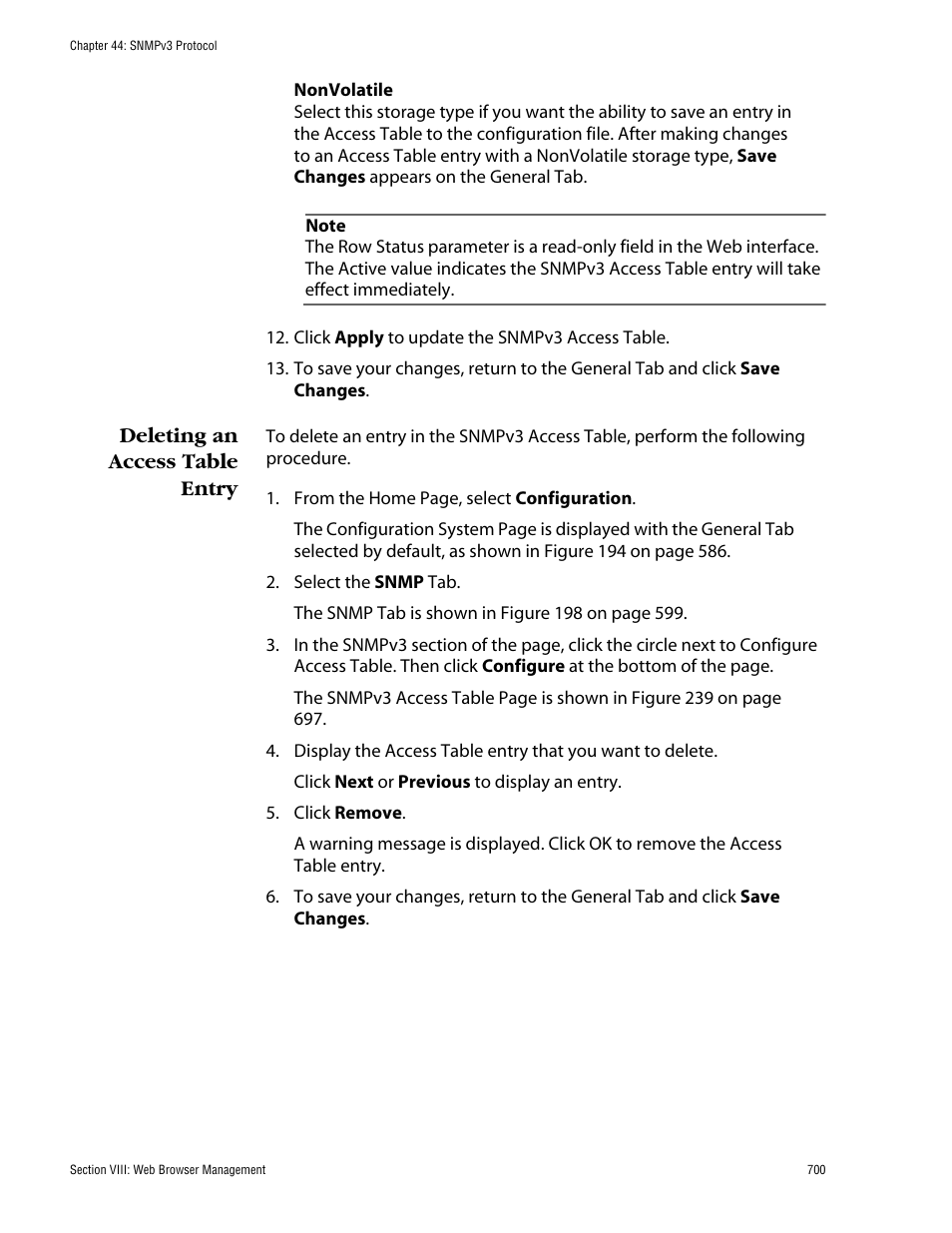 Deleting an access table entry | Allied Telesis AT-S62 User Manual | Page 700 / 862