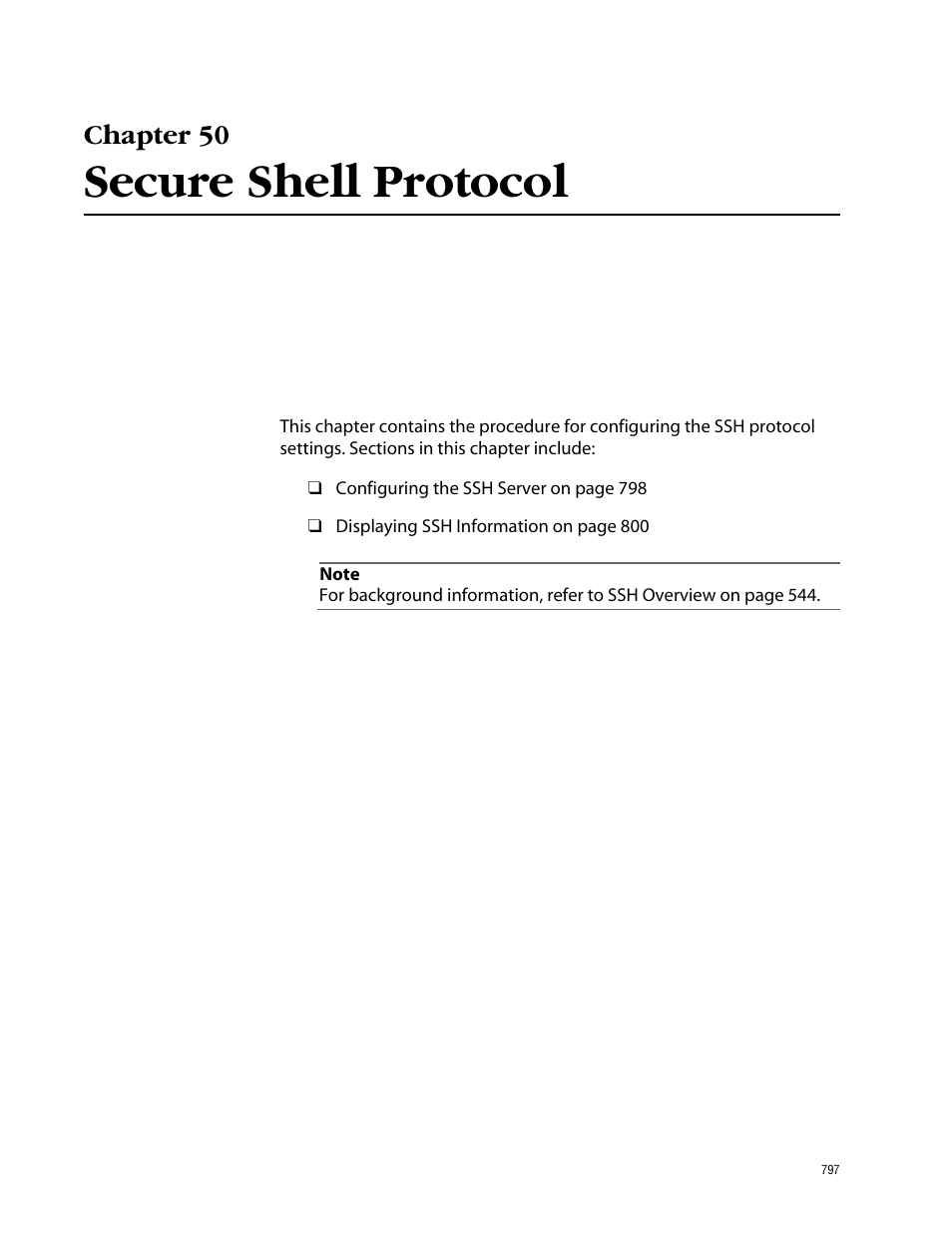 Chapter 50, Secure shell protocol, Chapter 50 secure shell protocol | Allied Telesis AT-S62 User Manual | Page 797 / 862