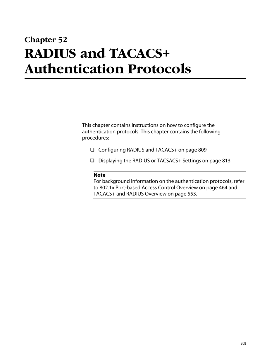 Chapter 52, Radius and tacacs+ authentication protocols | Allied Telesis AT-S62 User Manual | Page 808 / 862