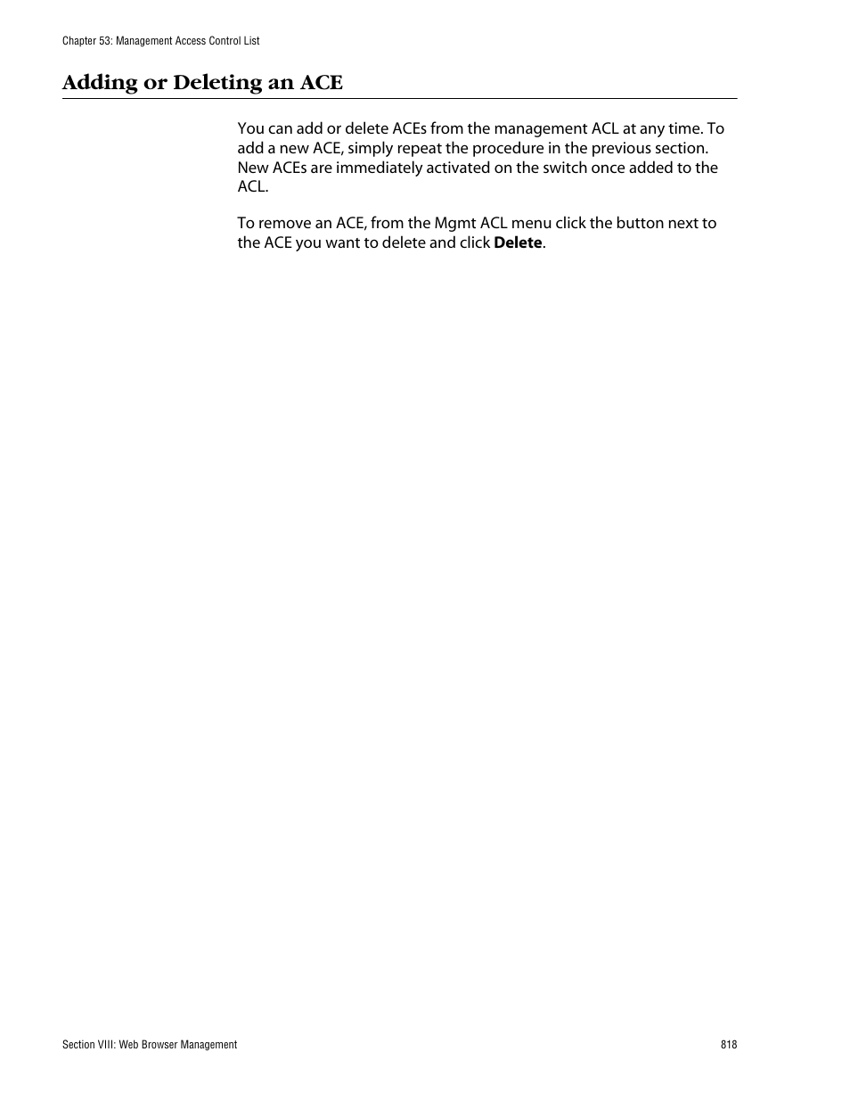 Adding or deleting an ace | Allied Telesis AT-S62 User Manual | Page 818 / 862