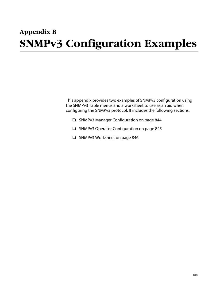 Appendix b, Snmpv3 configuration examples | Allied Telesis AT-S62 User Manual | Page 843 / 862