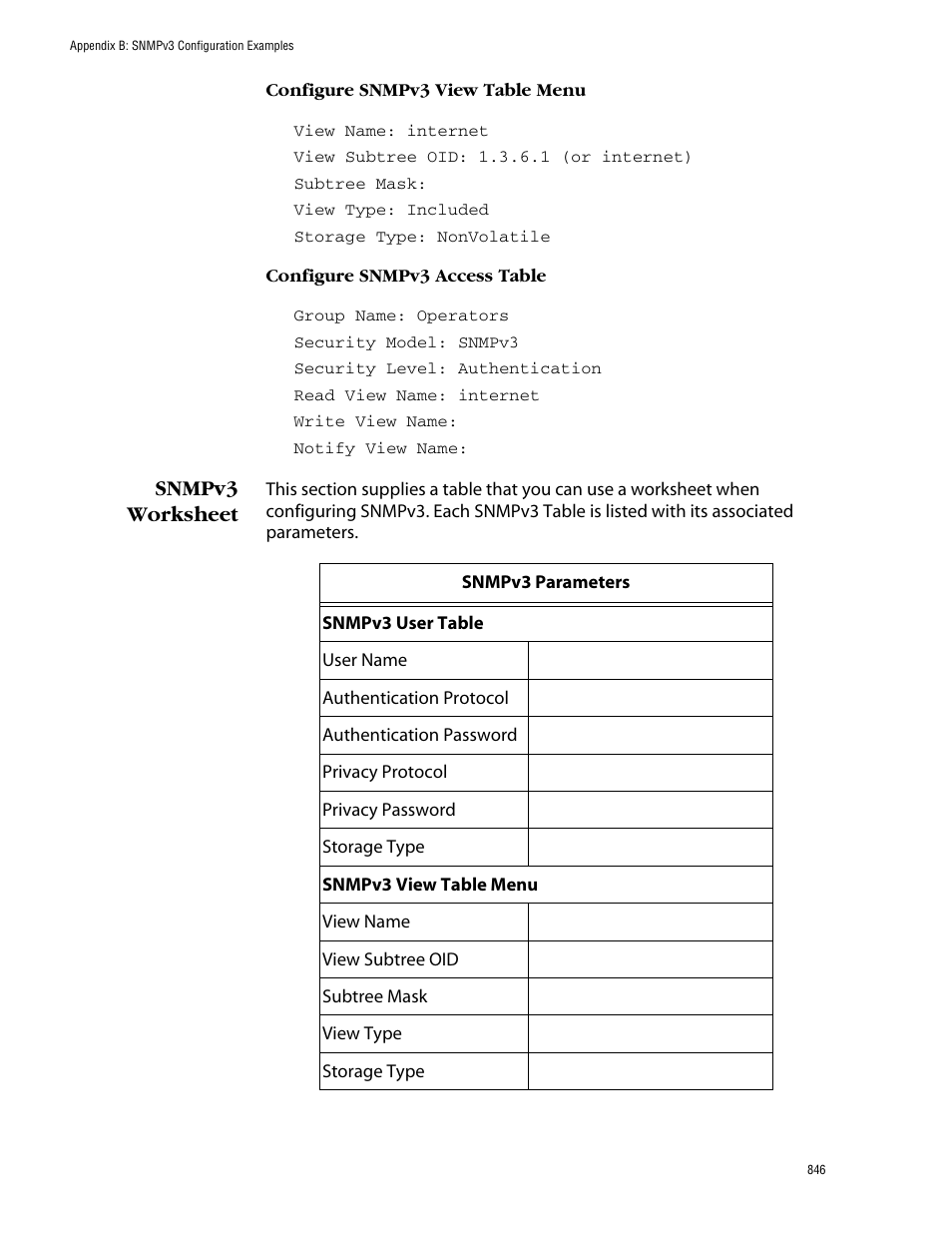 Snmpv3 worksheet | Allied Telesis AT-S62 User Manual | Page 846 / 862