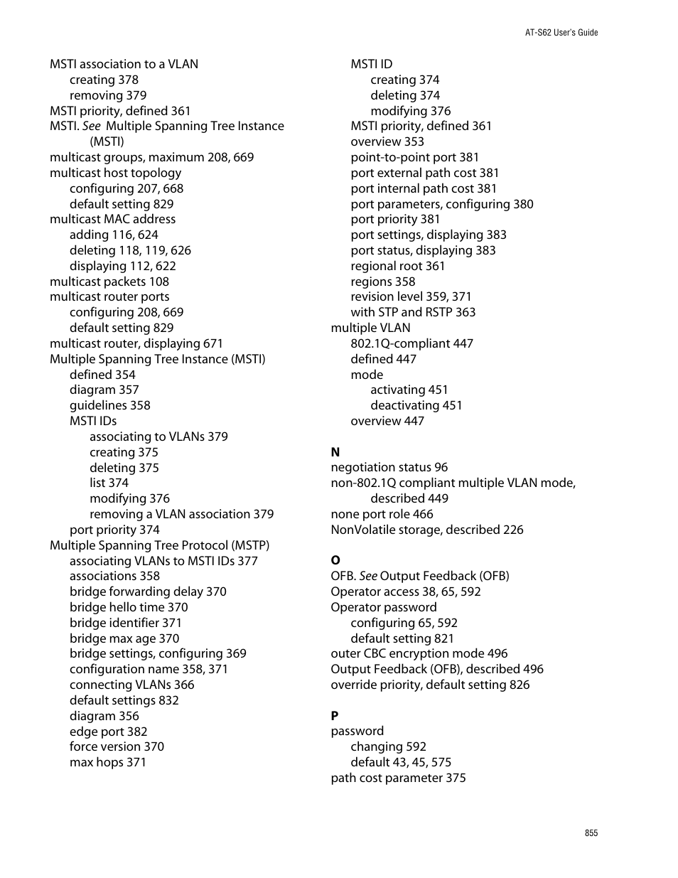 Allied Telesis AT-S62 User Manual | Page 855 / 862