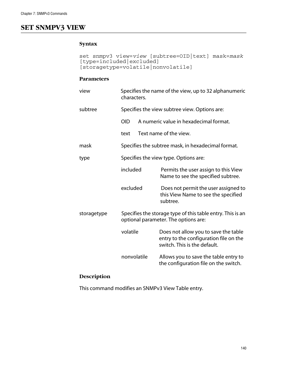 Set snmpv3 view | Allied Telesis AT-S62 User Manual | Page 140 / 420