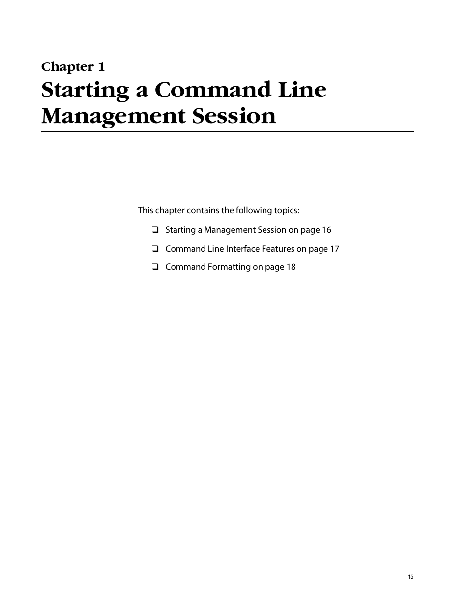 Chapter 1, Starting a command line management session | Allied Telesis AT-S62 User Manual | Page 15 / 420