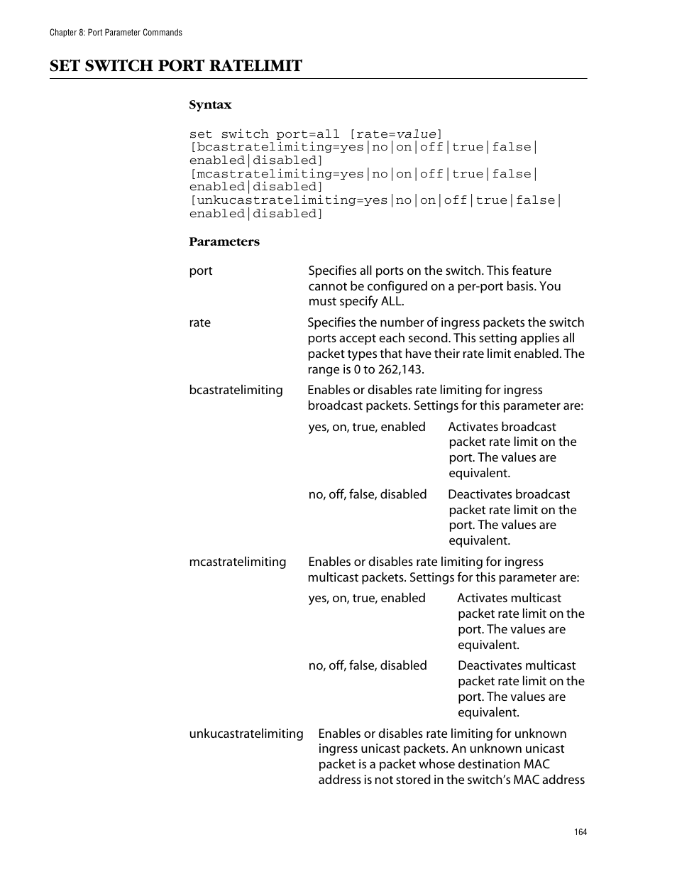 Set switch port ratelimit | Allied Telesis AT-S62 User Manual | Page 164 / 420