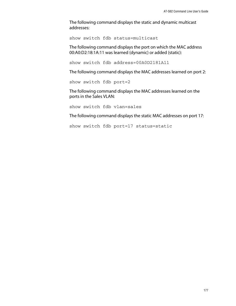Allied Telesis AT-S62 User Manual | Page 177 / 420