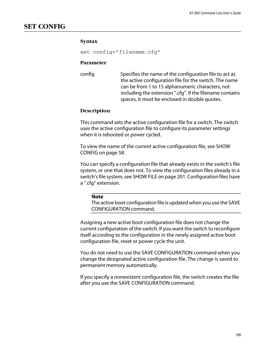 Set config | Allied Telesis AT-S62 User Manual | Page 199 / 420