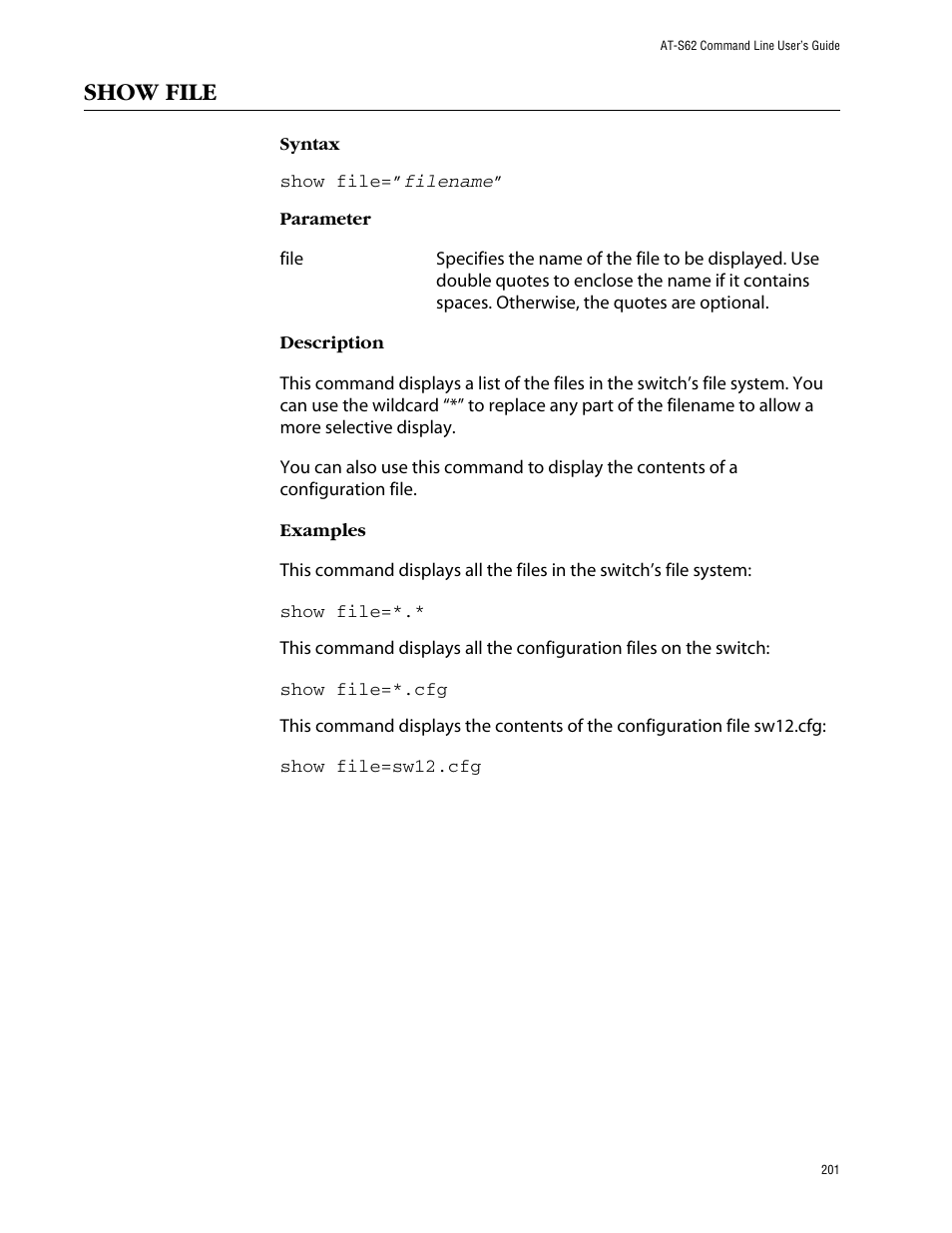 Show file | Allied Telesis AT-S62 User Manual | Page 201 / 420