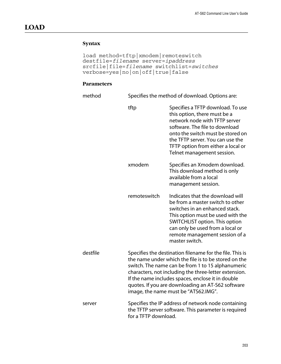 Load | Allied Telesis AT-S62 User Manual | Page 203 / 420
