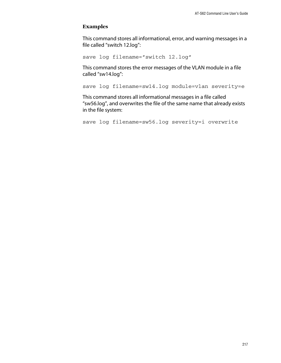 Allied Telesis AT-S62 User Manual | Page 217 / 420