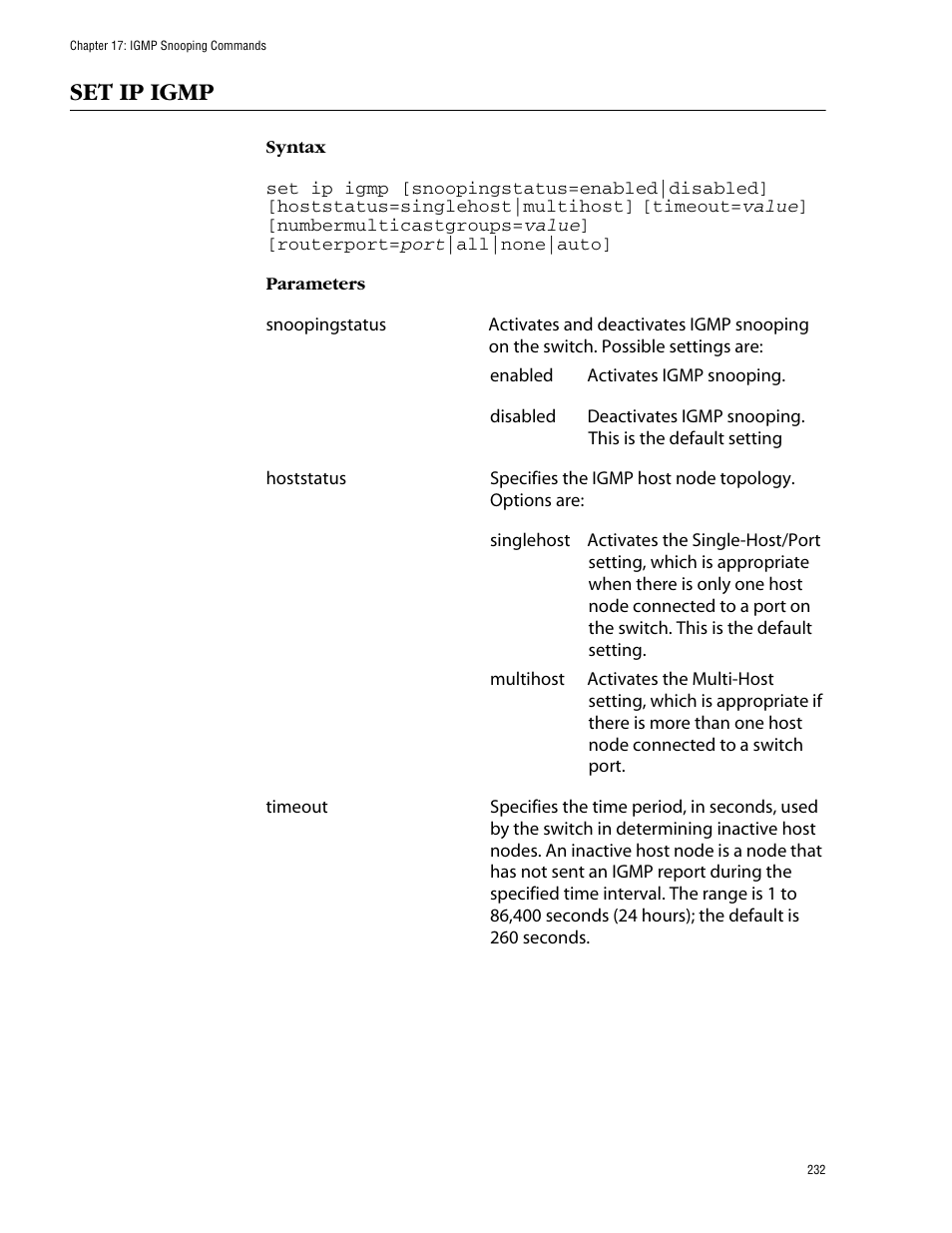 Set ip igmp | Allied Telesis AT-S62 User Manual | Page 232 / 420