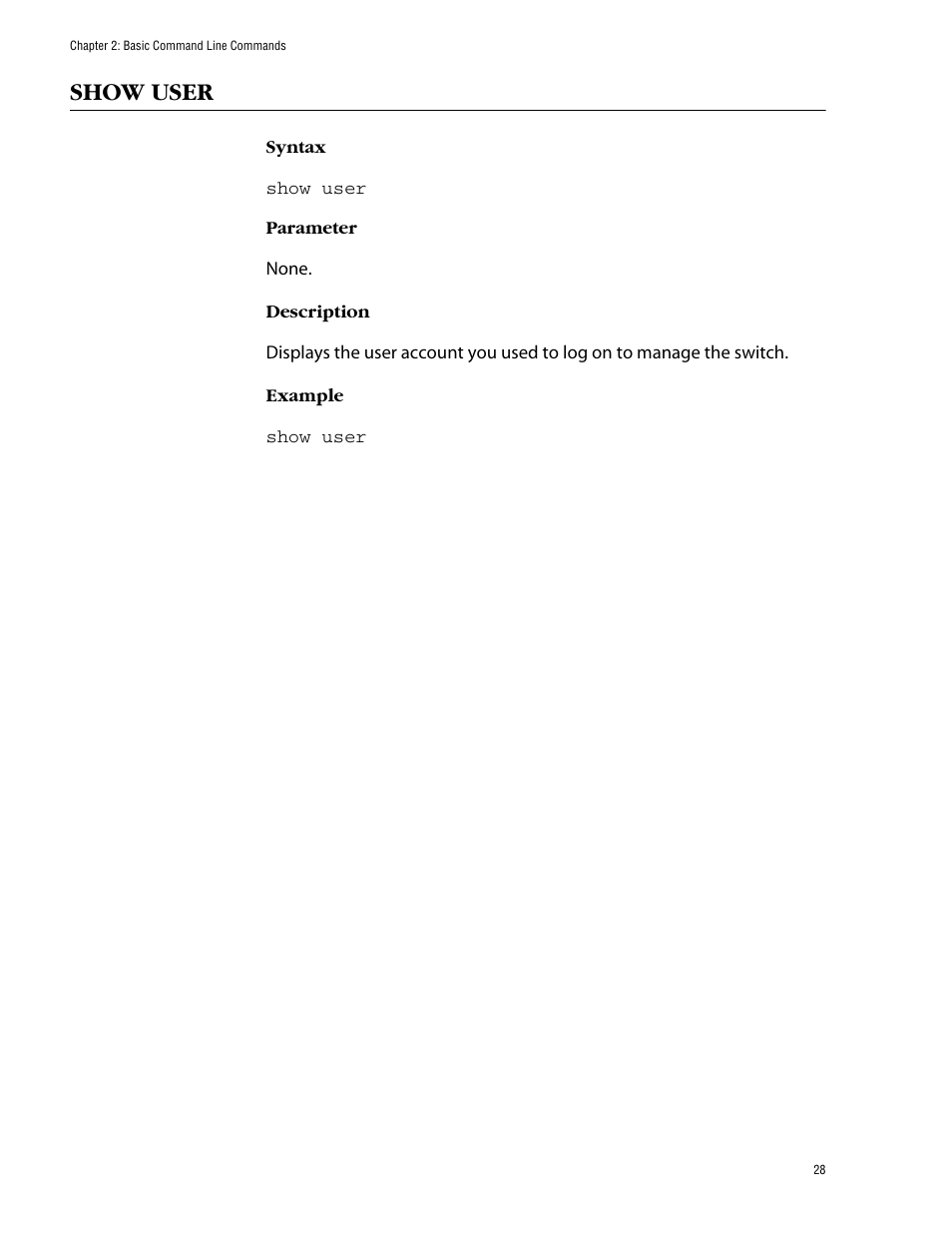 Show user | Allied Telesis AT-S62 User Manual | Page 28 / 420