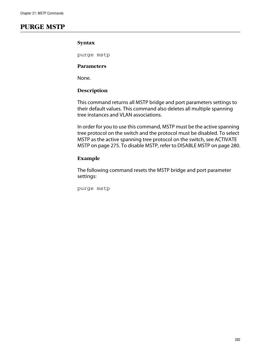 Purge mstp | Allied Telesis AT-S62 User Manual | Page 282 / 420