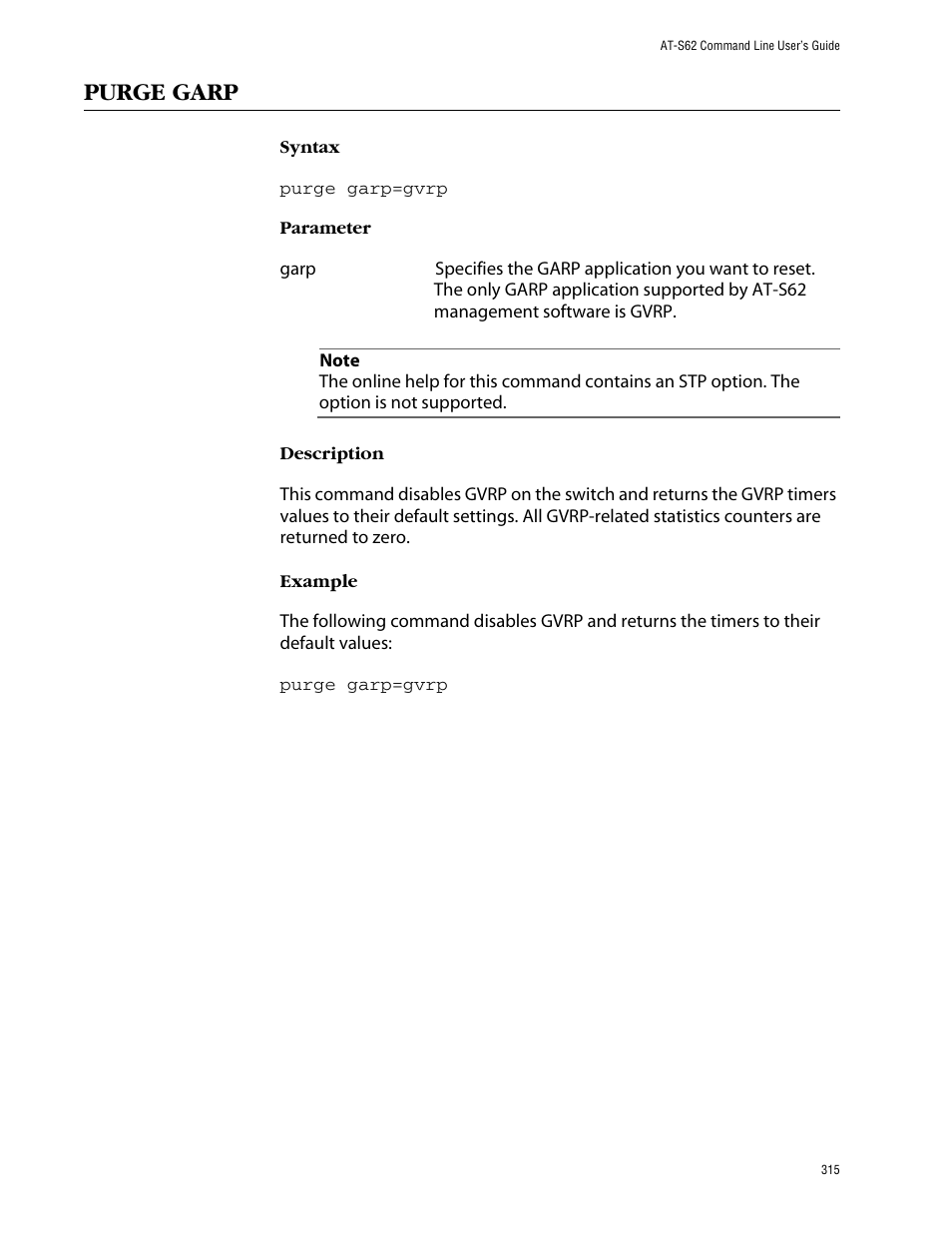 Purge garp | Allied Telesis AT-S62 User Manual | Page 315 / 420