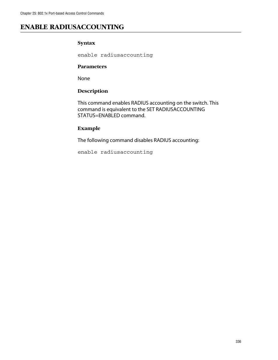 Enable radiusaccounting | Allied Telesis AT-S62 User Manual | Page 336 / 420
