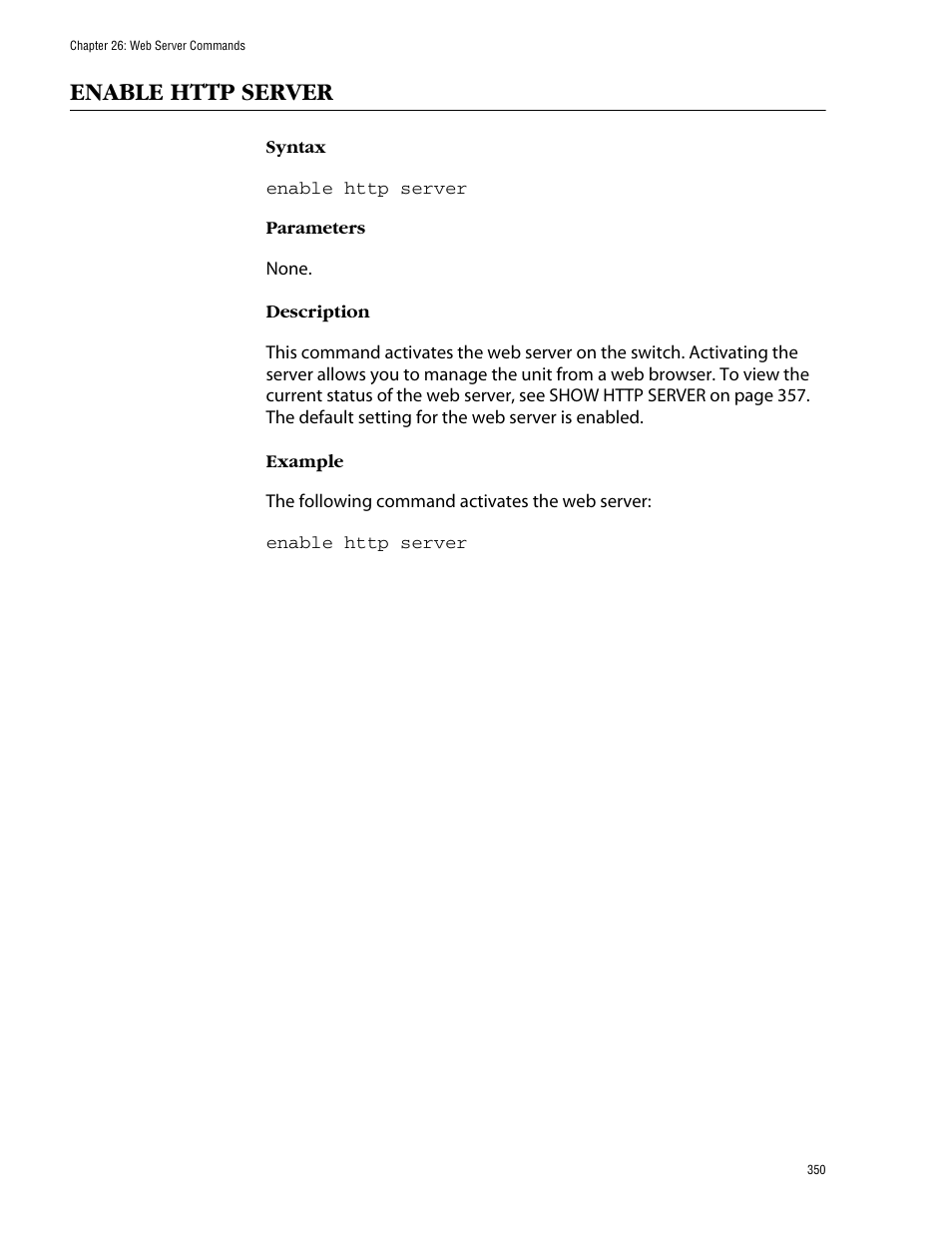 Enable http server | Allied Telesis AT-S62 User Manual | Page 350 / 420