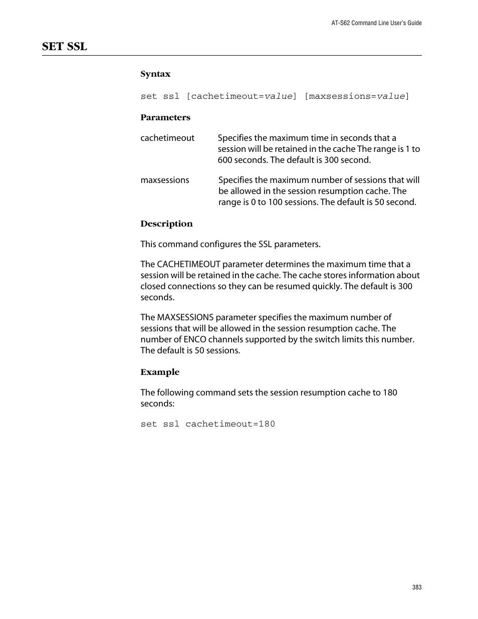 Set ssl | Allied Telesis AT-S62 User Manual | Page 383 / 420