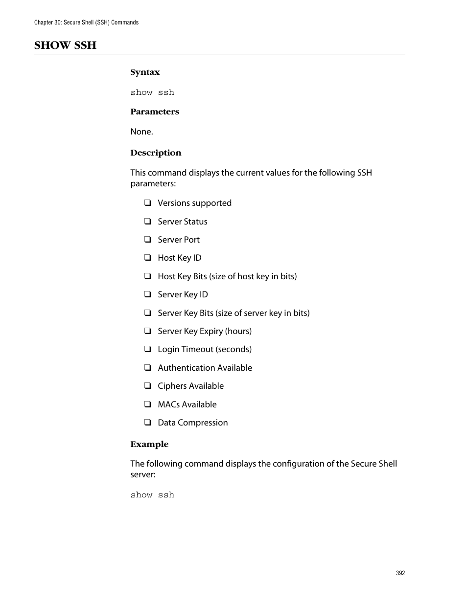 Show ssh | Allied Telesis AT-S62 User Manual | Page 392 / 420
