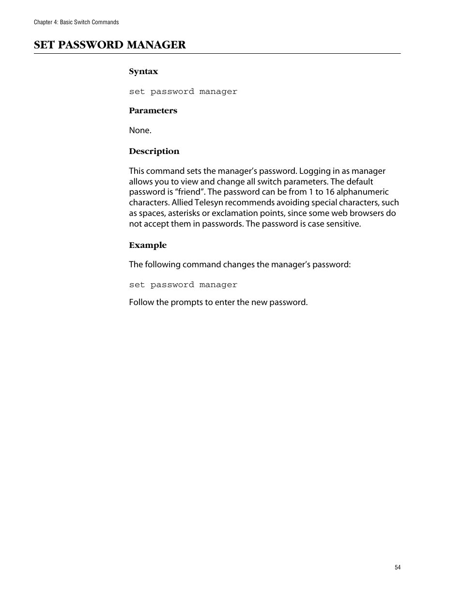 Set password manager | Allied Telesis AT-S62 User Manual | Page 54 / 420