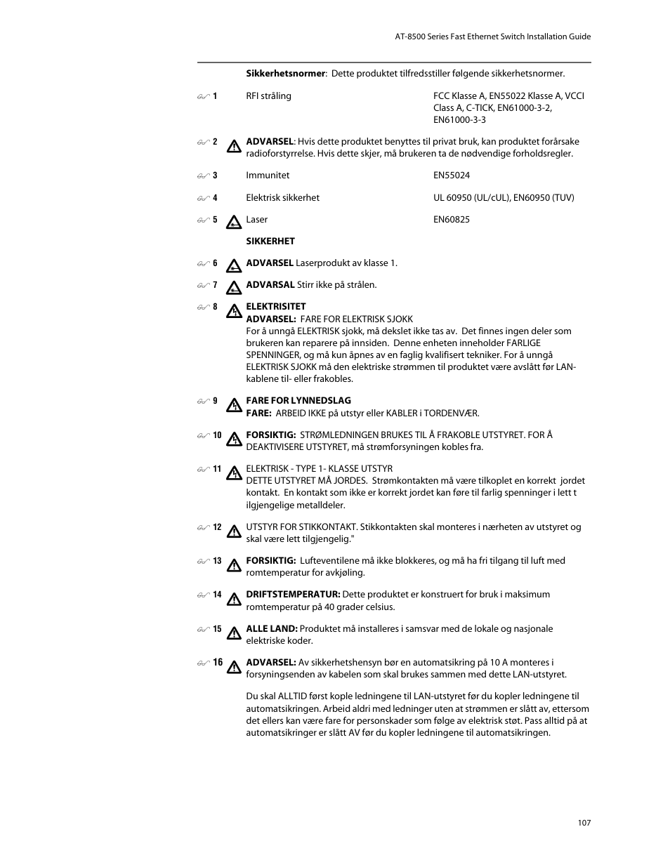 Allied Telesis AT-8550SP User Manual | Page 107 / 114