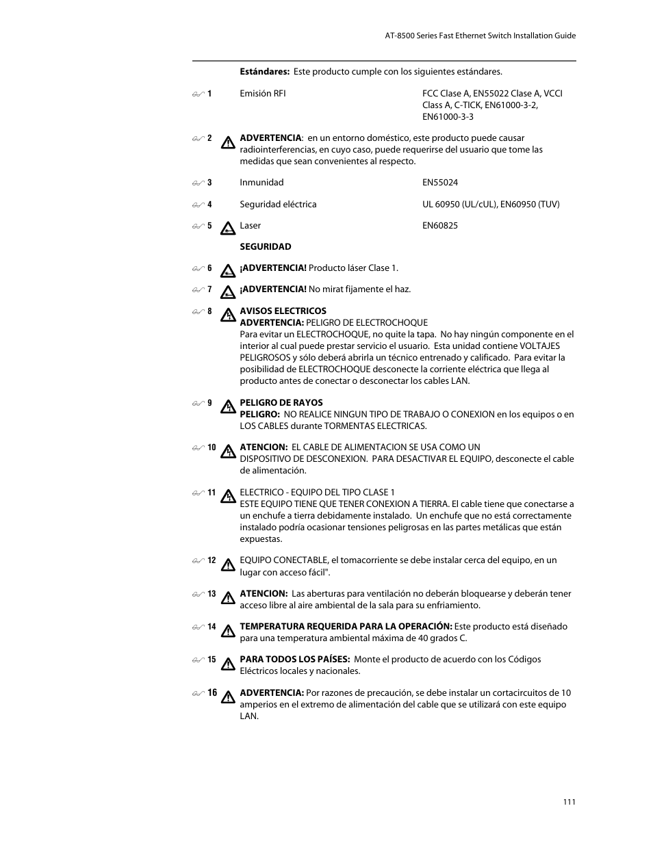 Allied Telesis AT-8550SP User Manual | Page 111 / 114
