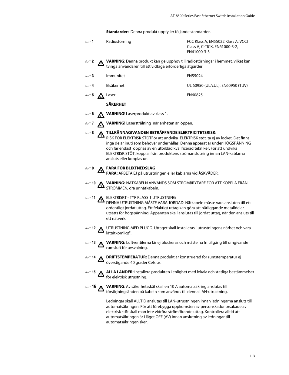 Allied Telesis AT-8550SP User Manual | Page 113 / 114