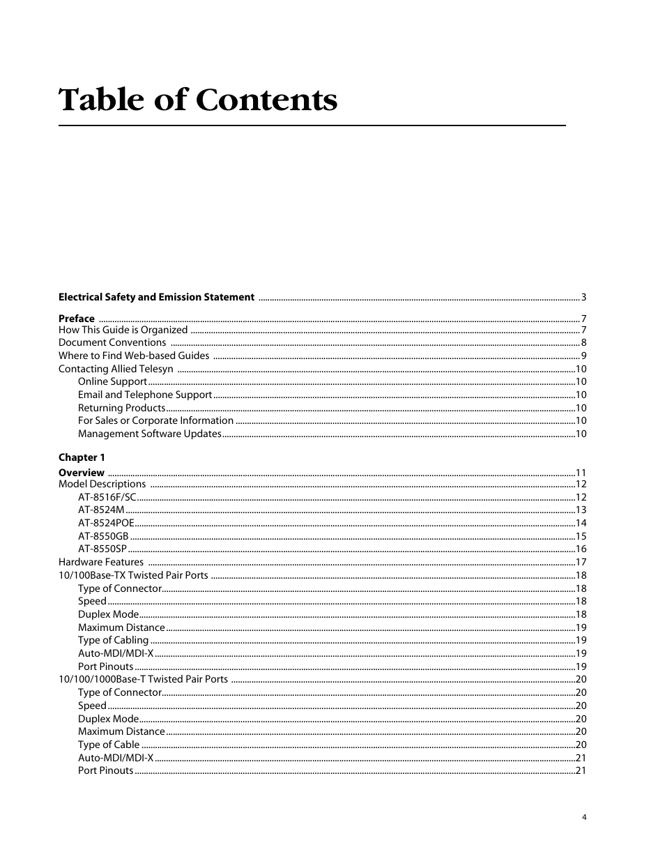 Allied Telesis AT-8550SP User Manual | Page 4 / 114