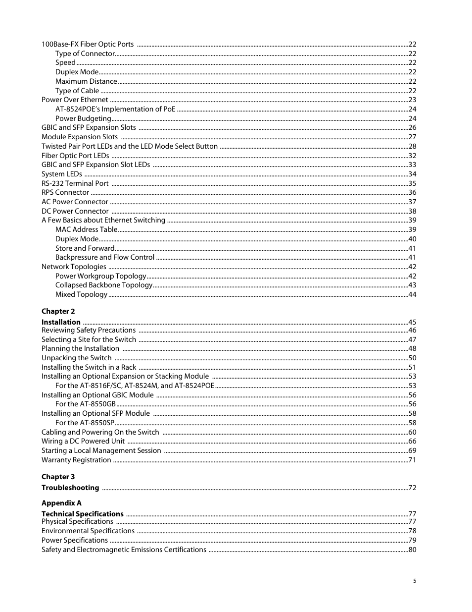 Allied Telesis AT-8550SP User Manual | Page 5 / 114