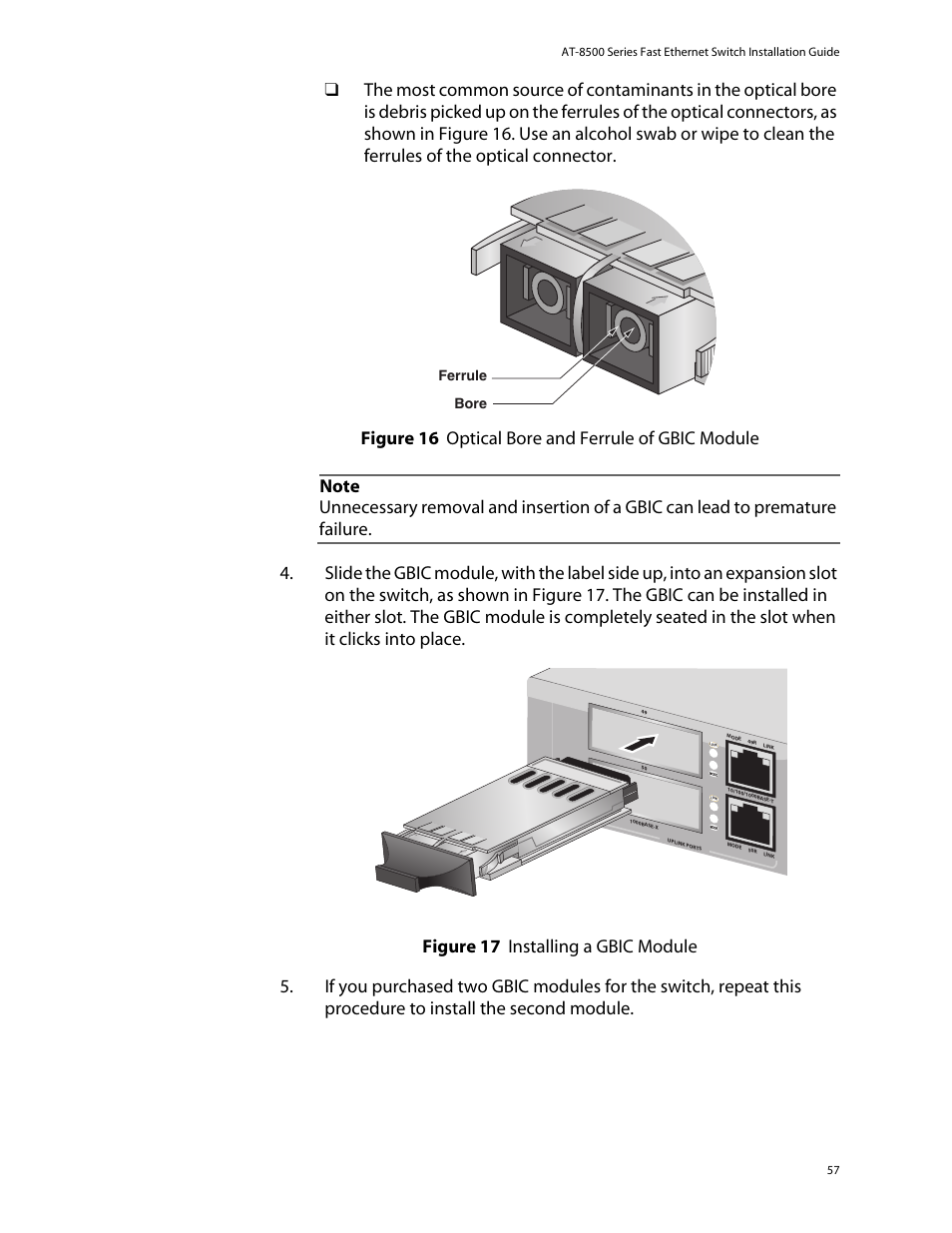 Ferrule bore | Allied Telesis AT-8550SP User Manual | Page 57 / 114