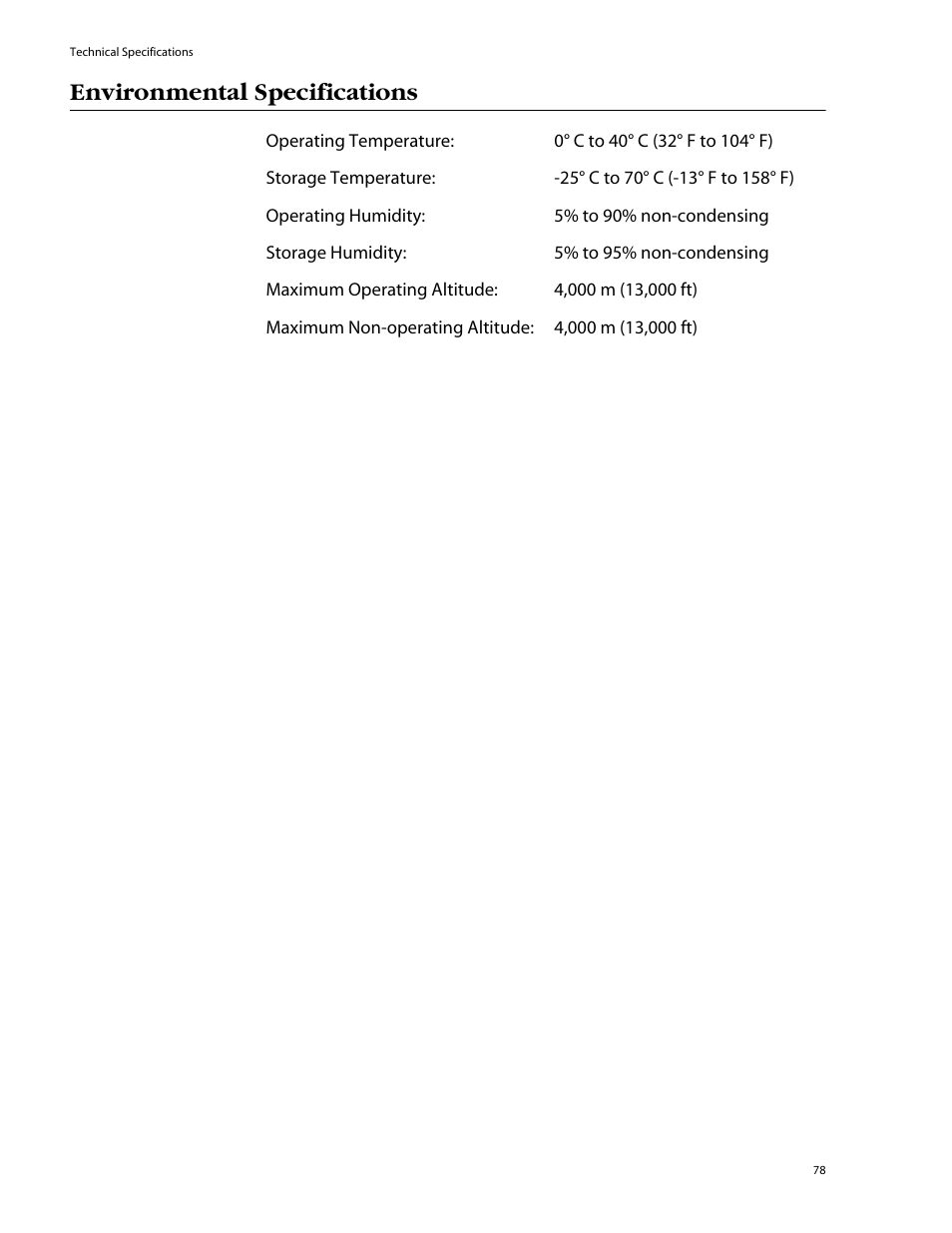 Environmental specifications | Allied Telesis AT-8550SP User Manual | Page 78 / 114