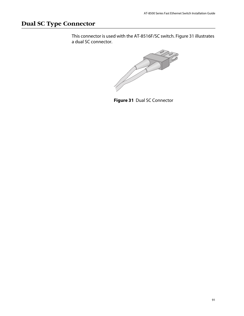 Dual sc type connector | Allied Telesis AT-8550SP User Manual | Page 91 / 114
