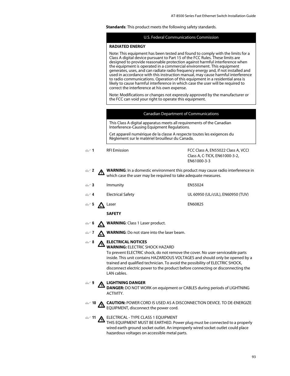 Allied Telesis AT-8550SP User Manual | Page 93 / 114