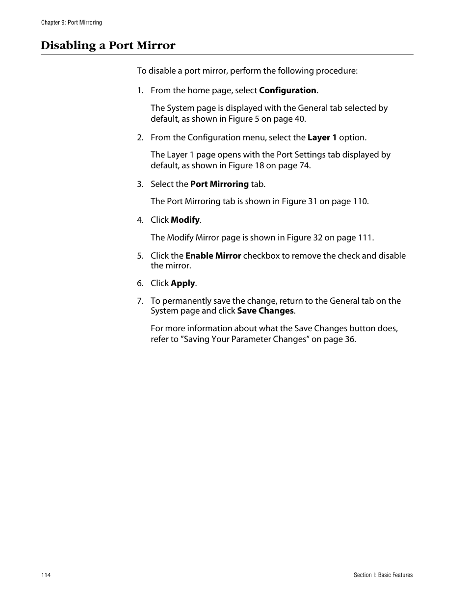Disabling a port mirror | Allied Telesis AT-S63 User Manual | Page 114 / 388