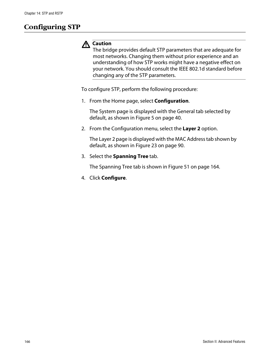 Configuring stp | Allied Telesis AT-S63 User Manual | Page 166 / 388