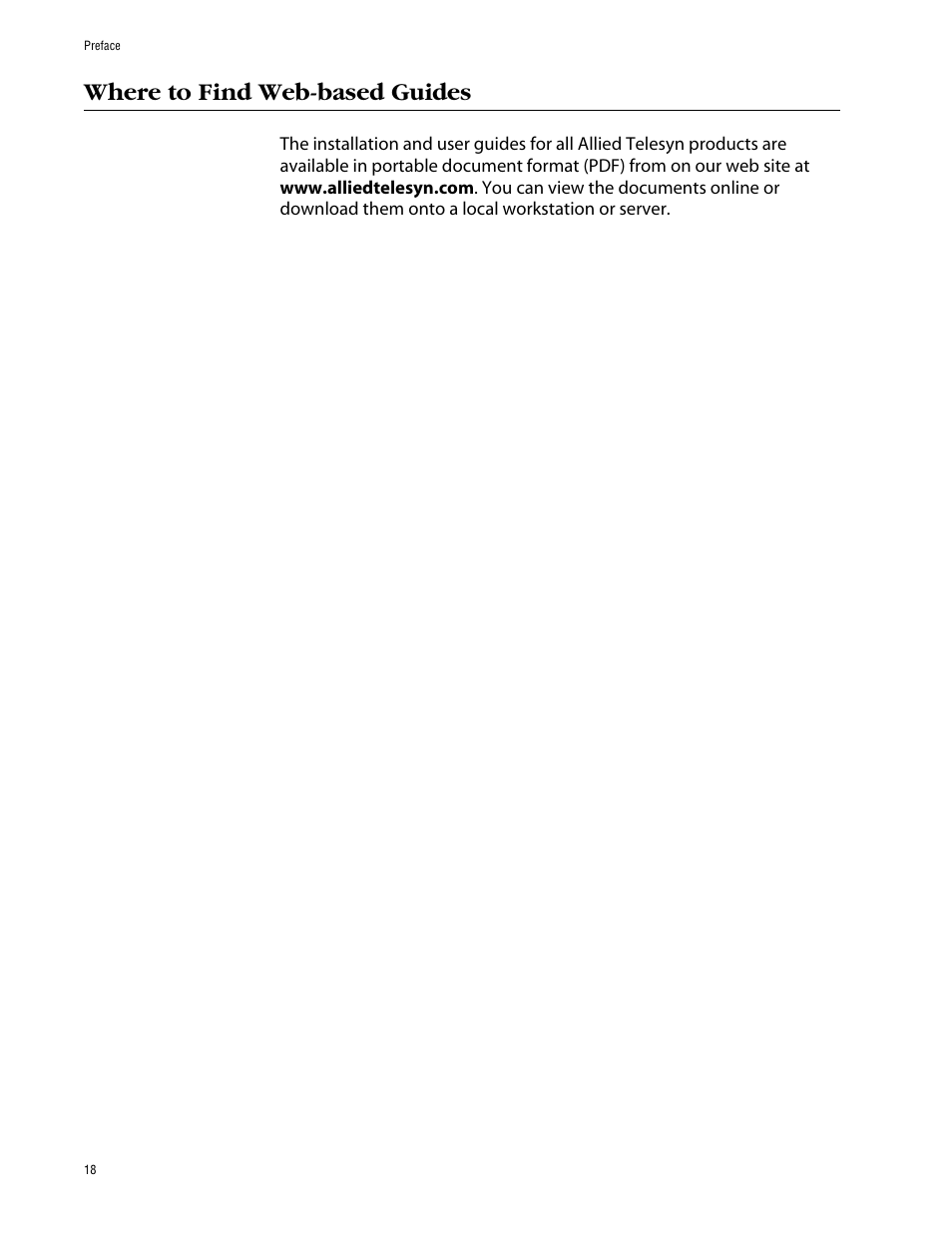 Where to find web-based guides | Allied Telesis AT-S63 User Manual | Page 18 / 388